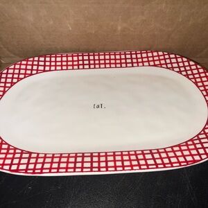 Rae Dunn Red and White Checkered Platter